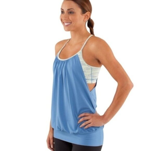 Lululemon No Limits Tank Limitless Blue / Wee Are From Space Polar Cream Size 8 - Picture 1 of 12